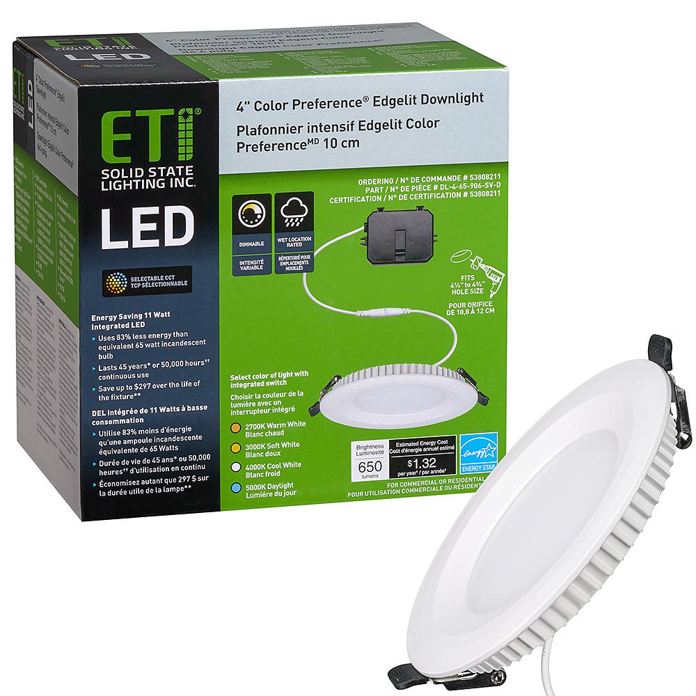 ETi Super Thin Edgelit 4 in. Color Selectable Integrated LED Recessed