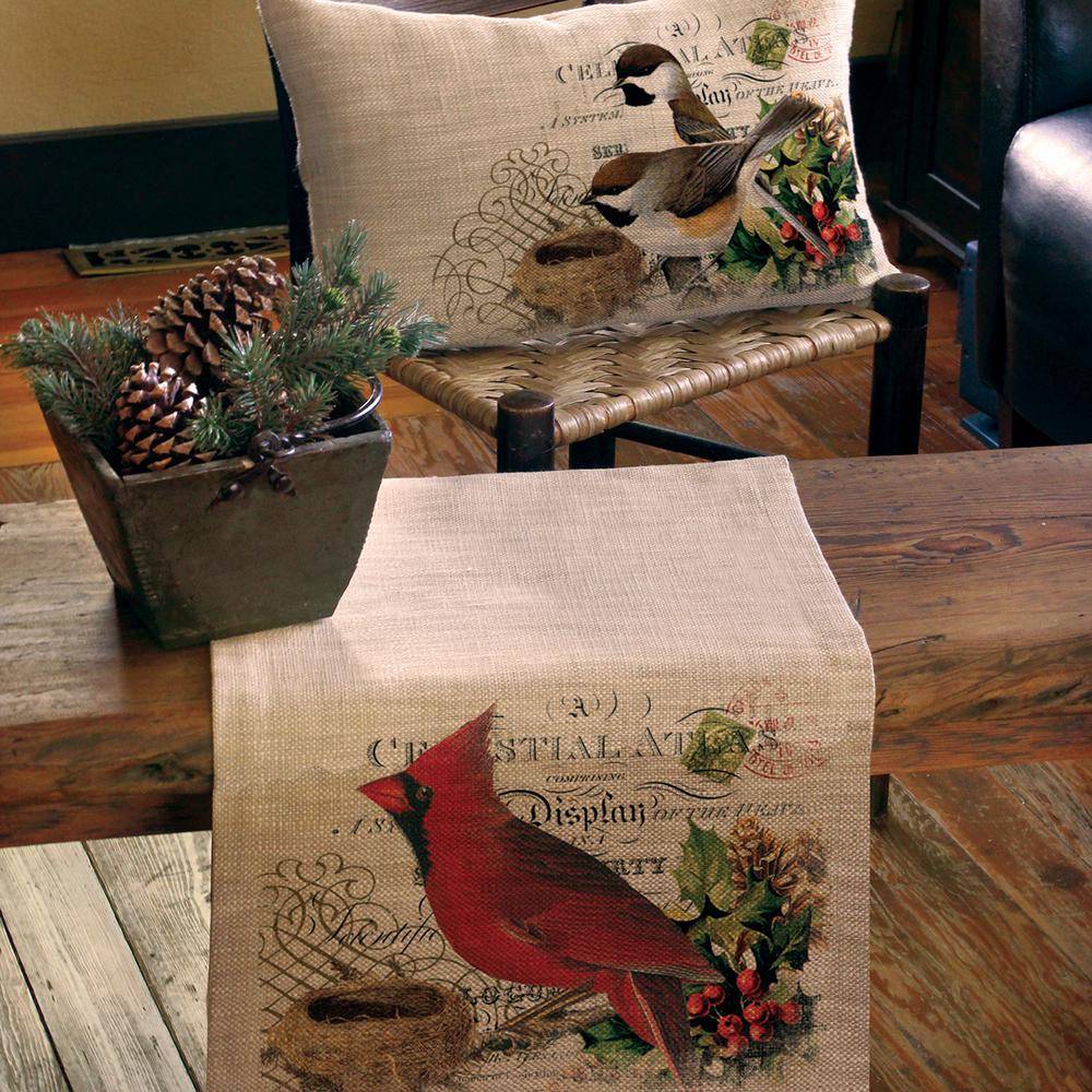 Natural Heritage Lace Winter Garden Cardinal Woven Pillow 18 by 18-Inch