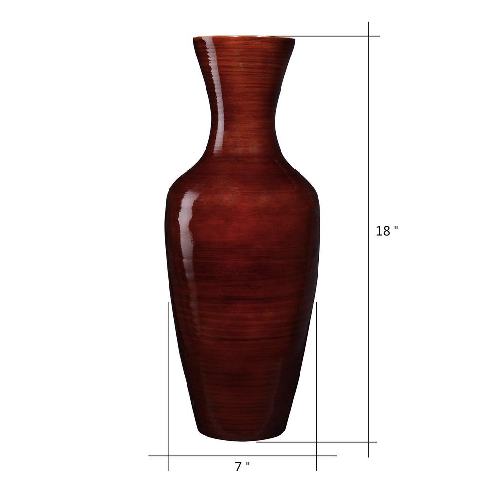 Villacera 18 In Brown Decorative Handcrafted Bamboo Jar Vase