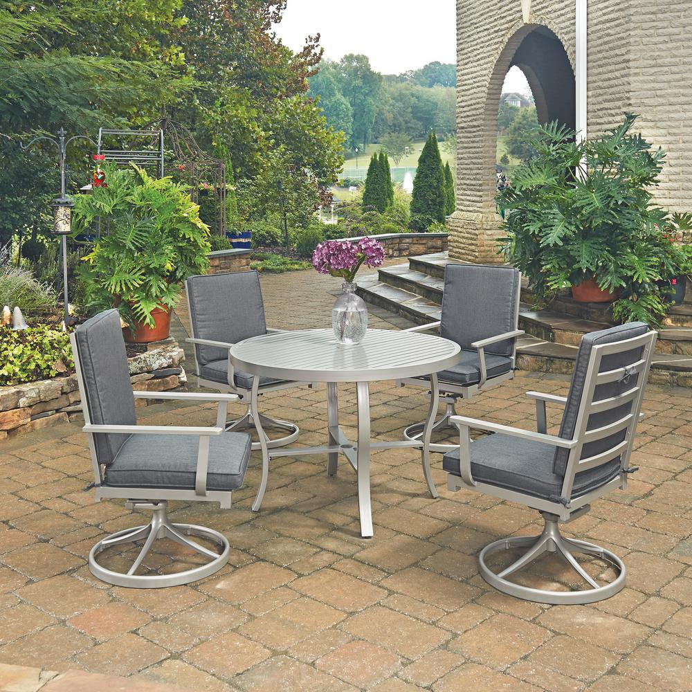 Home Styles South Beach Gray 5-Piece Aluminum Round Outdoor Dining Set