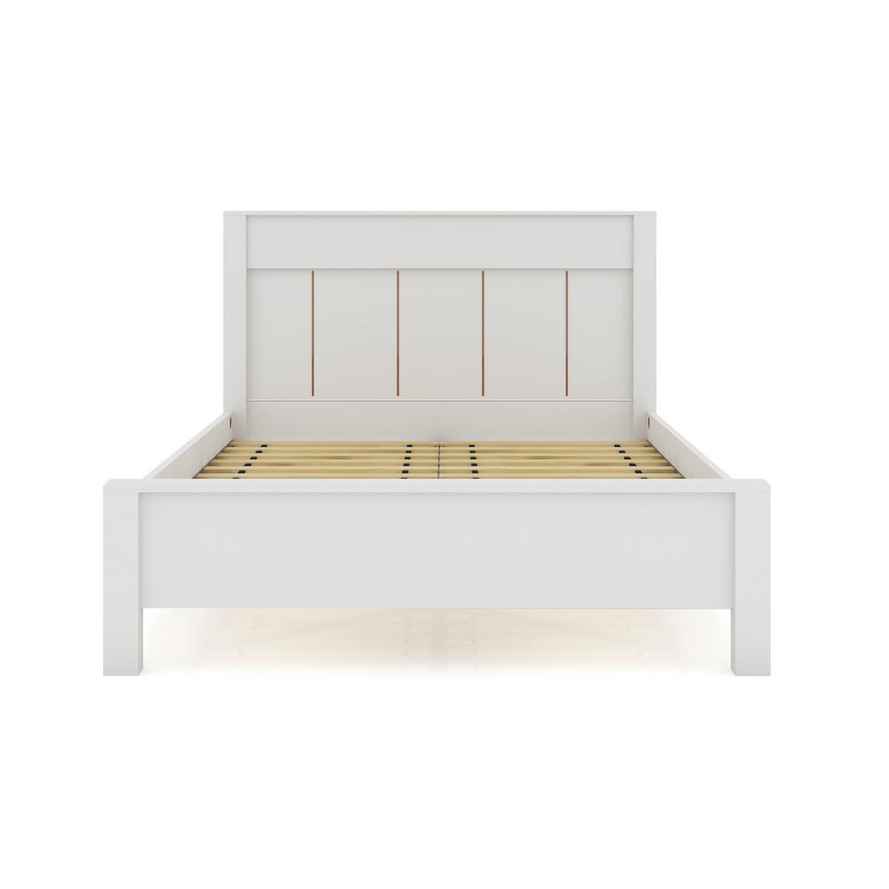 Luxor Oswego White Queen Size Modern Bedframe with Headboard 