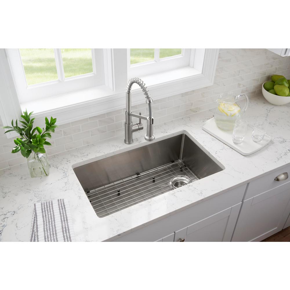 Glacier Bay Tight Radius Stainless Steel 33 In 18 Gauge 2 Hole Single Bowl Dual Mount Kitchen Sink With Grid And Strainer Vdr3322a1 The Home Depot