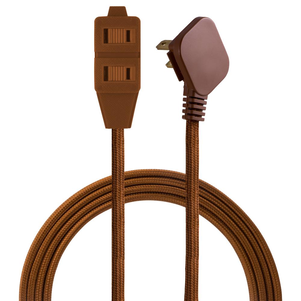 Cordinate 8 Ft 3 Polarized Outlet Basic Extension Cord Brown