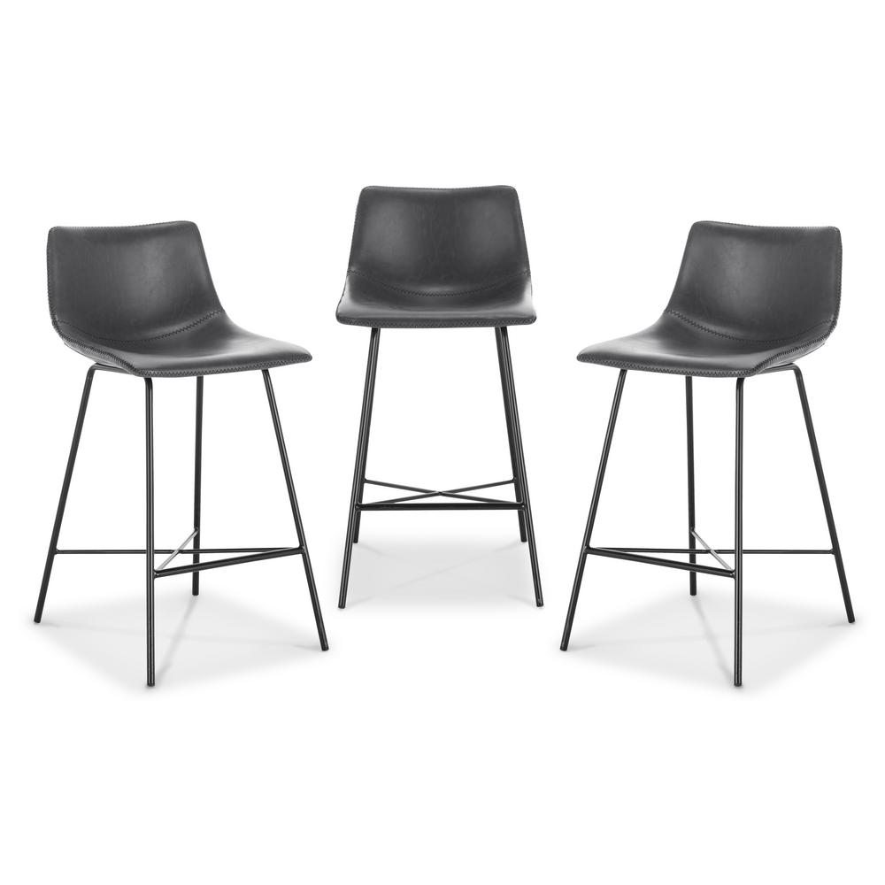 Poly And Bark Paxton 24 In Grey Counter Stool Set Of 3 Hd Cs458 Grey Counter Stool Set Of 3