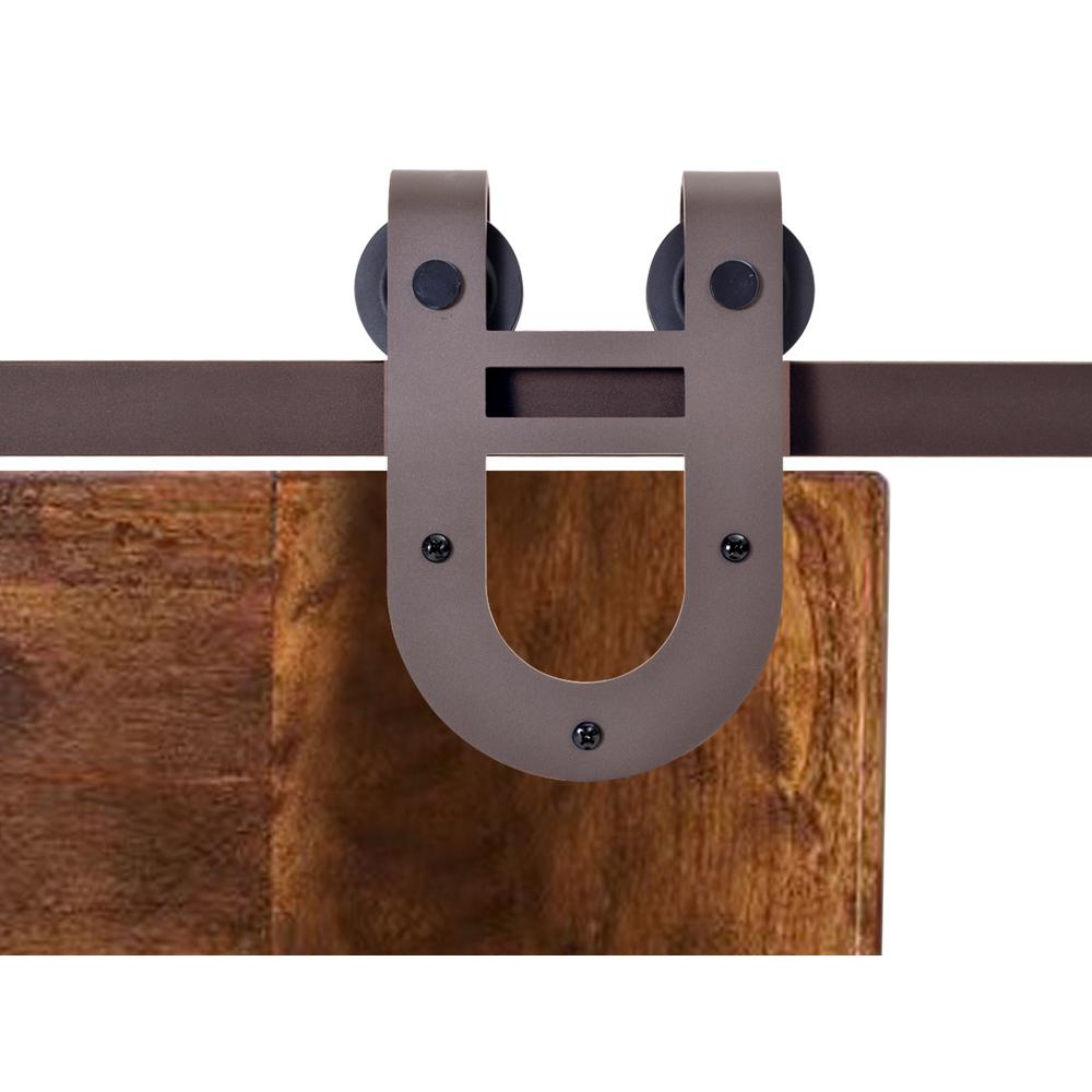 Calhome 72 In Antique Bronze Rustic Horseshoe Barn Style Sliding Door Track And Hardware Set