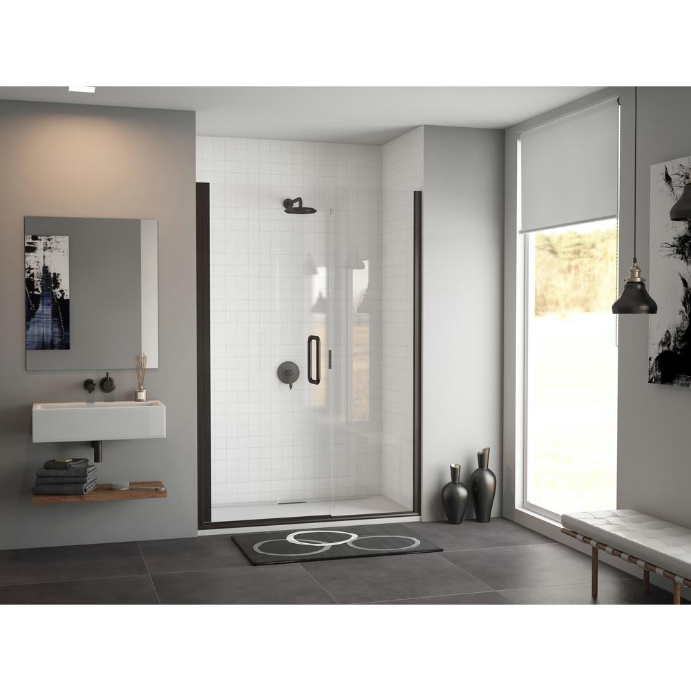 Coastal Shower Doors Illusion 48 In To 49 25 X 75 Semi Frameless Hinged Door With C Pull Handle Black And Clear Glass