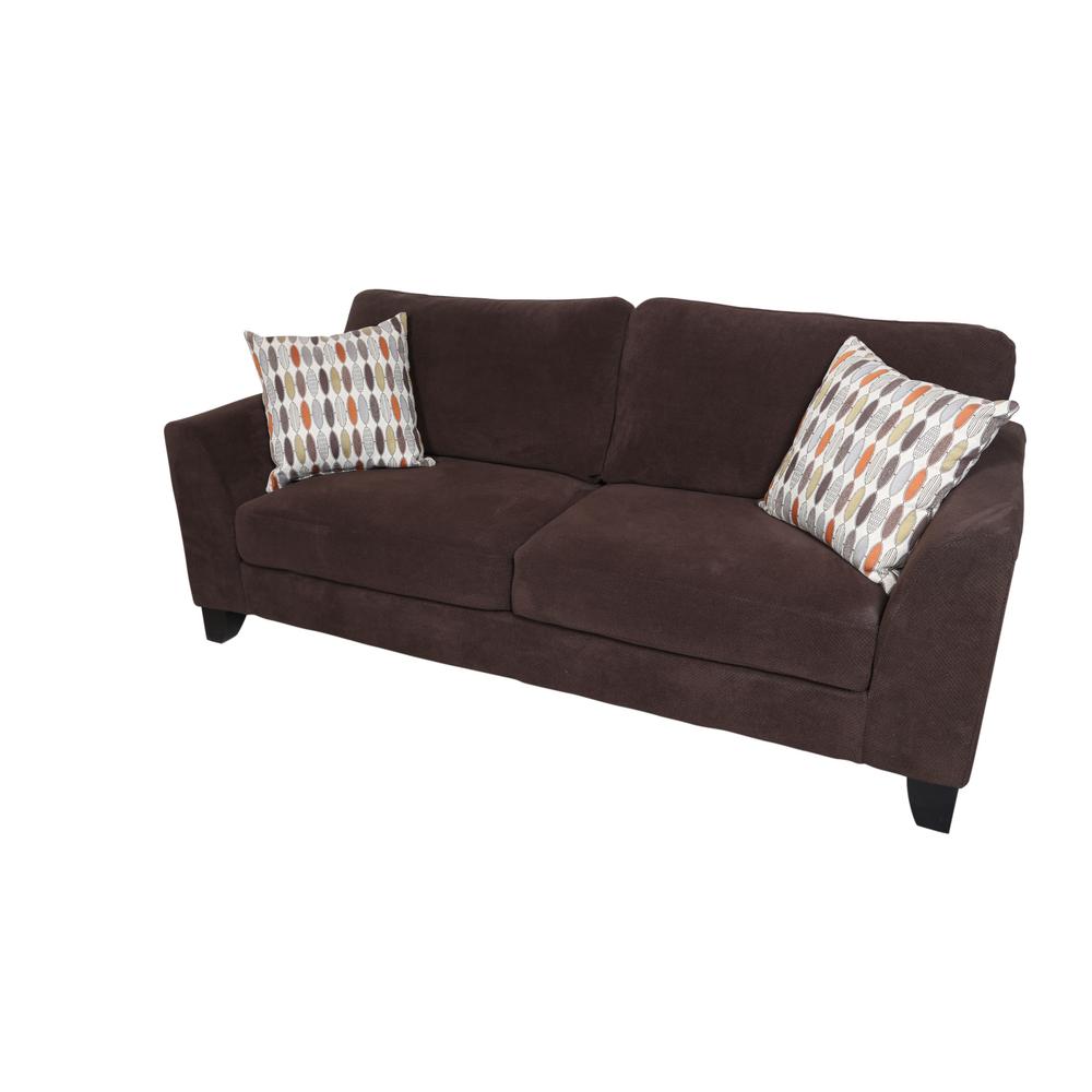 119 Sofas Loveseats Living Room Furniture The Home Depot Brighton Chocolate Contemporary Textured Microfiber Sofa