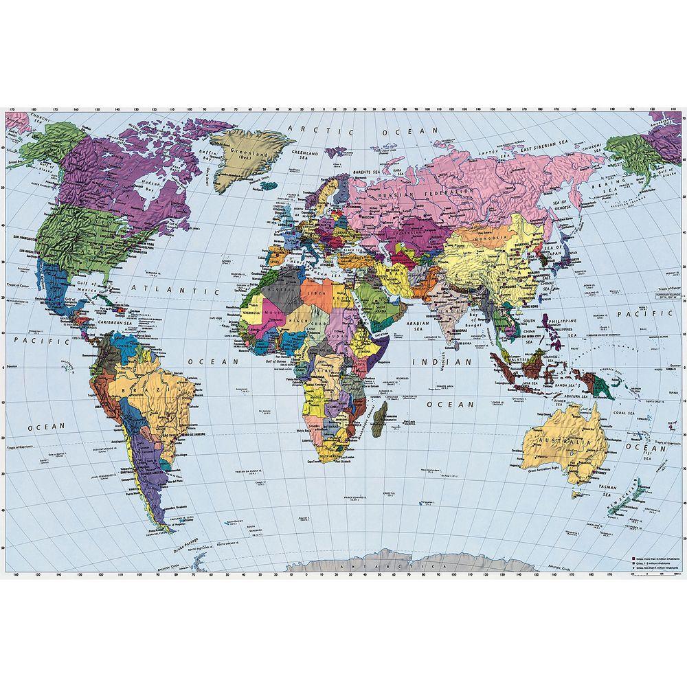 Komar 74 in. x 106 in. World Map Wall Mural-4-050 - The Home Depot