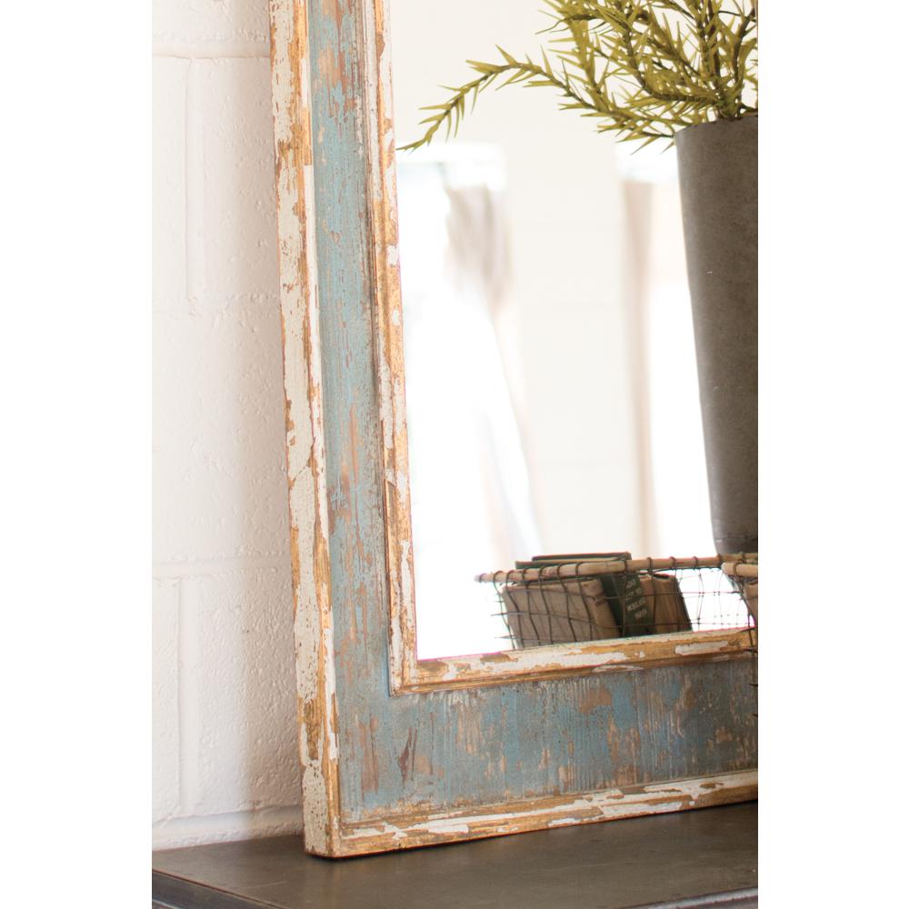 Kalalou Moroccan Gold And Blue Wooden Frame Decorative Wall Mirror Kalalou Moroccan Gold And Blue Wooden