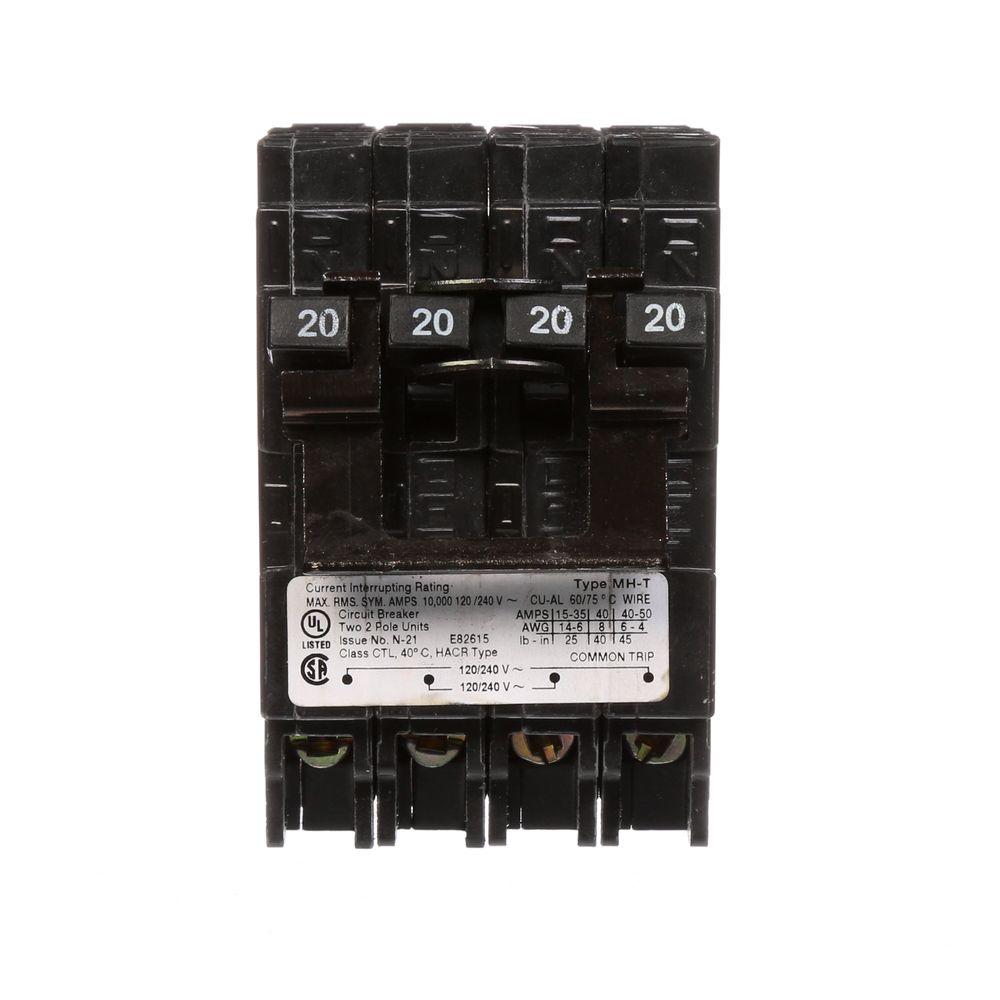 Murray (2) 20 Amp DoublePole Type MHT Quad PlugIn Circuit Breaker