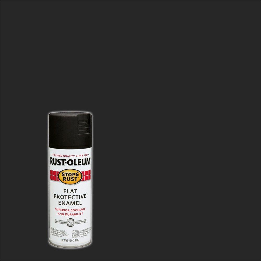 Stops Rust Spray Enamel, Flat Black, 12-oz.