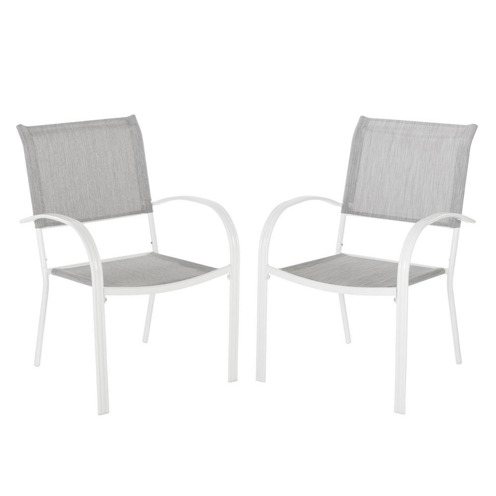 Hampton Bay Mix And Match White Stackable Sling Outdoor Dining Chair In Wet Cement 2 Pack Kts807k Wet The Home Depot