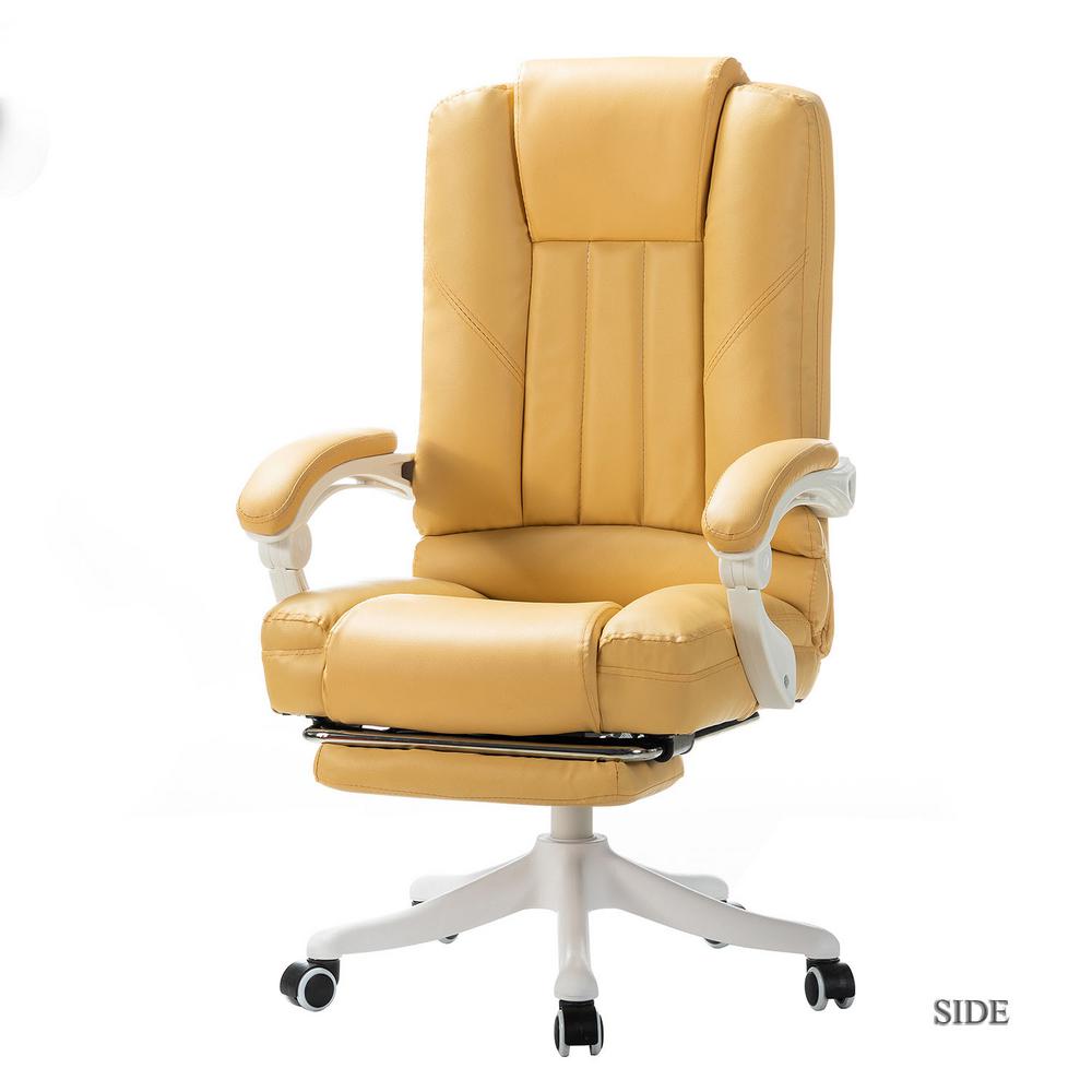 JAYDEN CREATION Bella Yellow Faux Leather Swivel Gaming