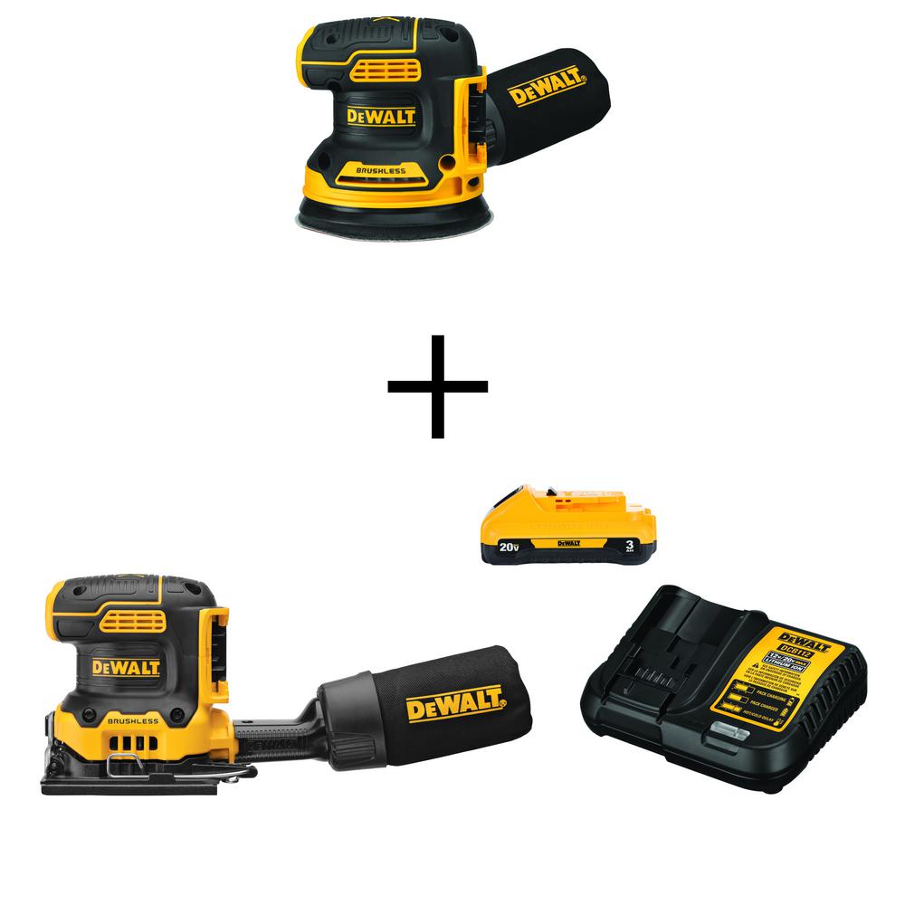 DEWALT 20Volt MAX Cordless 5 in. Random Orbital Sander with 20Volt 1/4 Sheet Sander & (1) 20V