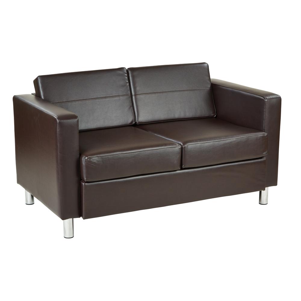 Office Star Products Pacific Espresso Faux Leather Loveseat Pac52