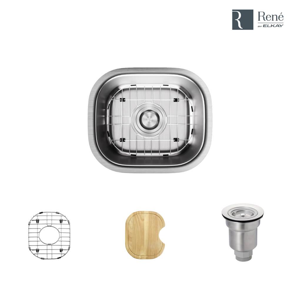 Rene By Elkay Undermount Stainless Steel 15 in. Single Bowl Bar SinkR1