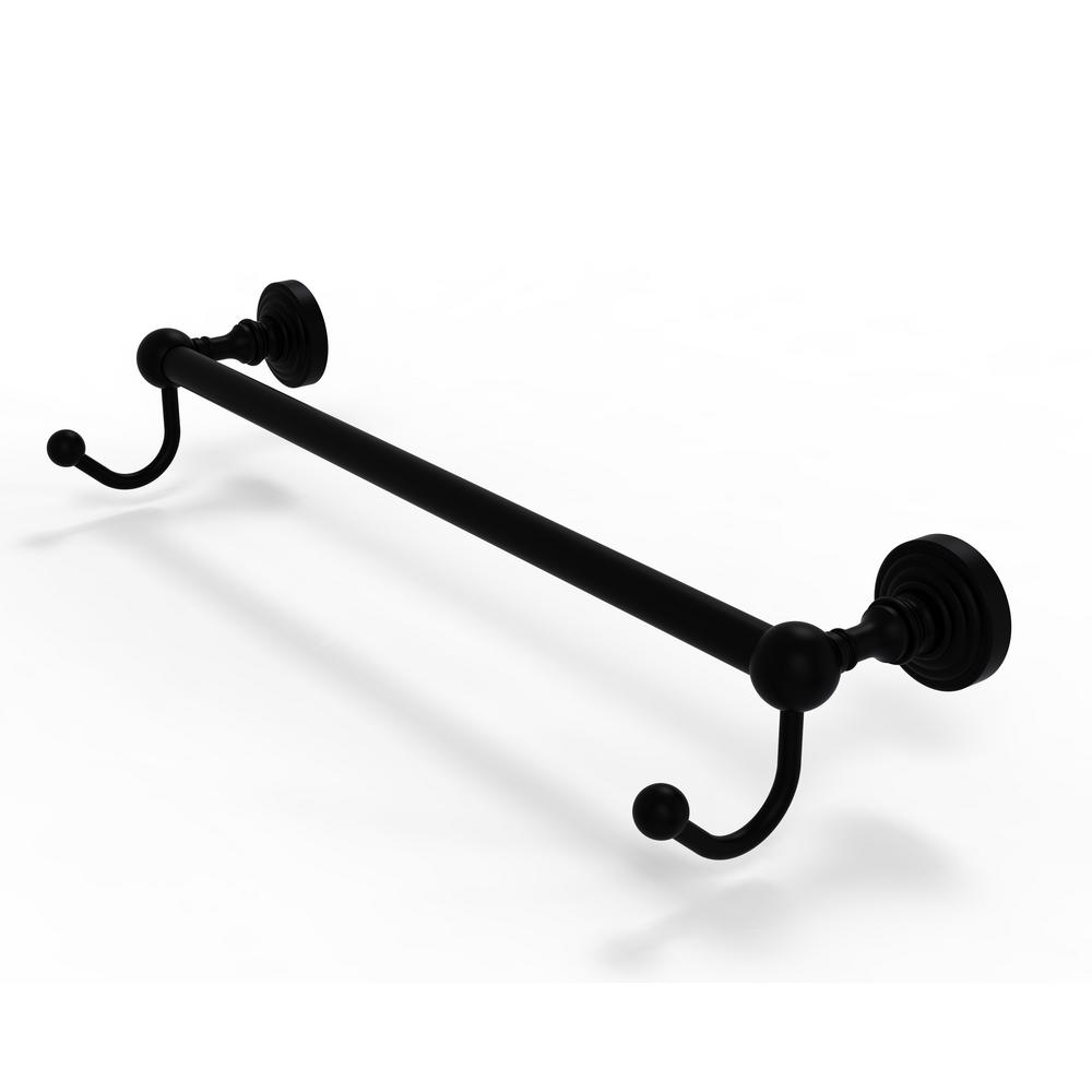 Allied brass waverly place collection 30 in towel bar with integrated hooks in matte black