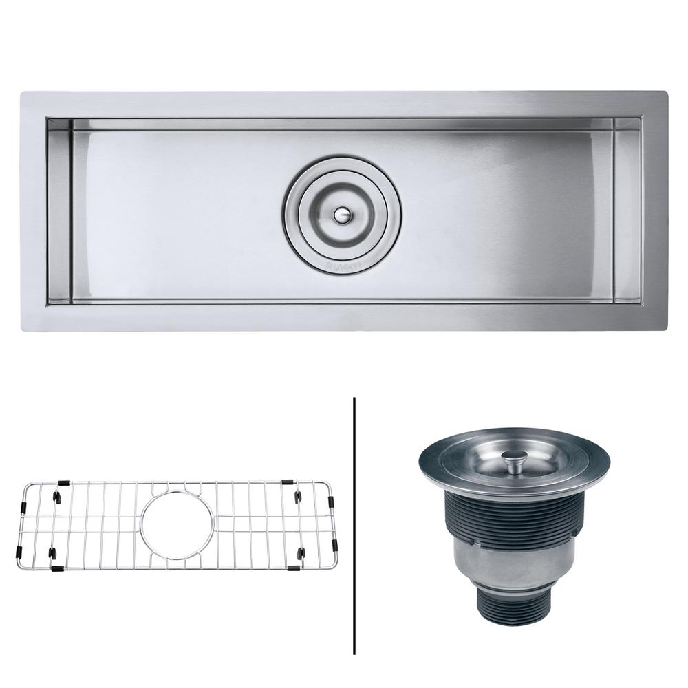 Ruvati Undermount Stainless Steel 23 In W 16 Gauge Narrow Bar Trough Single Bowl Kitchen Sink