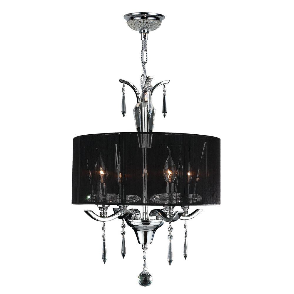 Worldwide Lighting Gatsby Collection 4Light Chrome Chandelier with Clear Crystal Shade