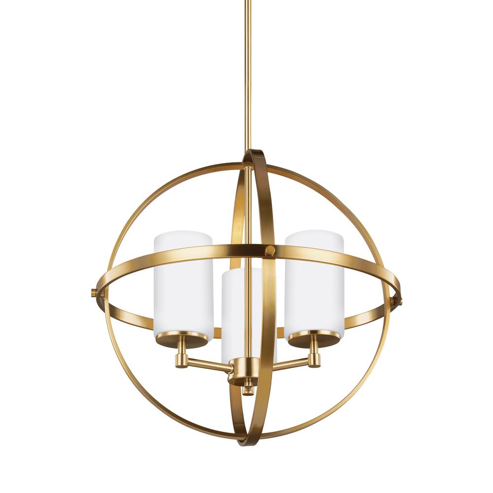 Glam Led Chandeliers Lighting The Home Depot Alturas 3 Light Satin Bronze Chandelier With Led Bulbs