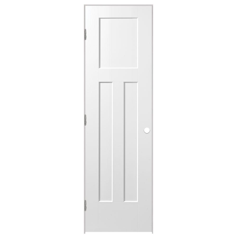 Masonite 24 in. x 80 in. Winslow 3Panel LeftHanded SolidCore Primed