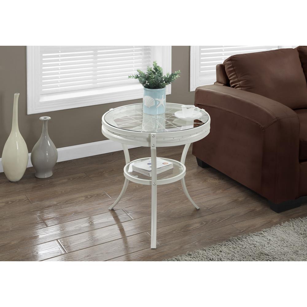 Monarch White Glass Top End TableI 2141 The Home Depot