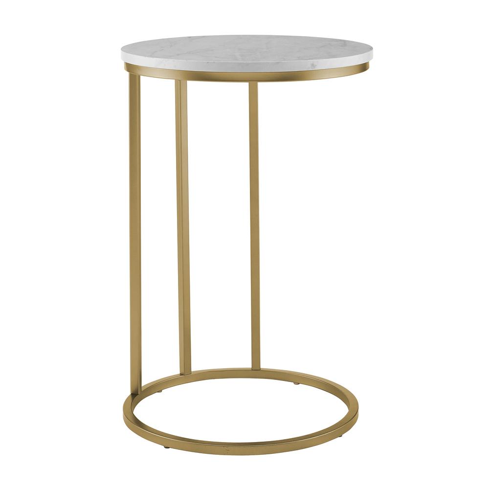 Walker Edison Furniture Company 16 In White Marble Top Gold Base Round C Table Hdf16rcstwm The Home Depot