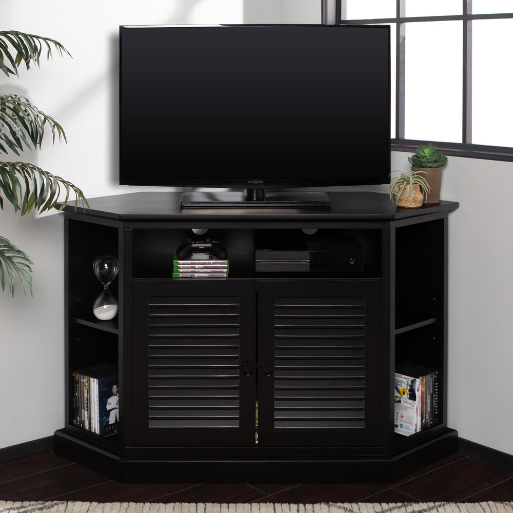 Walker Edison Furniture Company 52 Transitional Wood Corner Tv 52 Transitional Wood Corner Tv Stand Black By Walker Edison Furniture Company