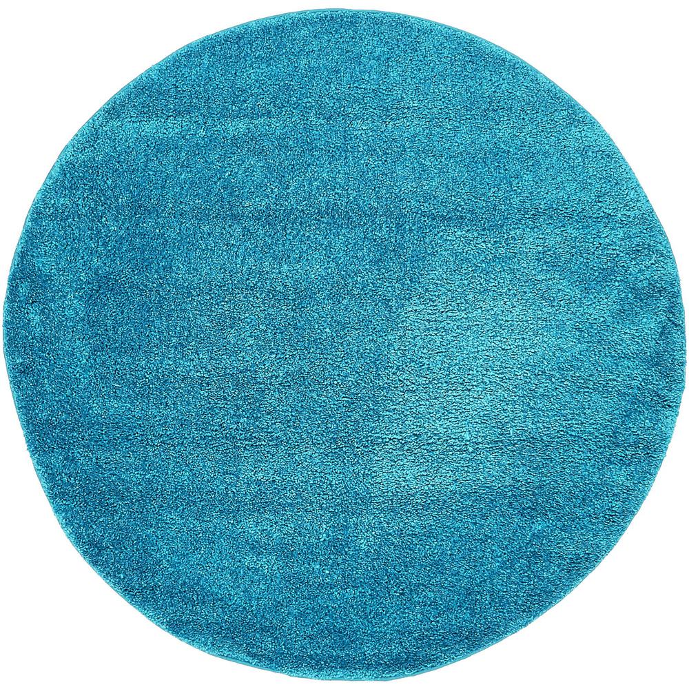 Unique Loom Solo Turquoise 6' x 6' Round Rug-3136533 - The Home Depot