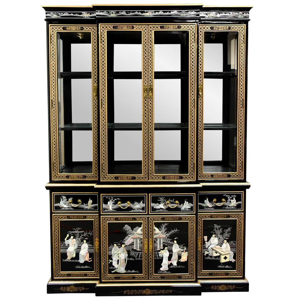 Oriental Furniture Black Lacquer Breakfront Oriental Furniture Black Lacquer Breakfront Cabinet