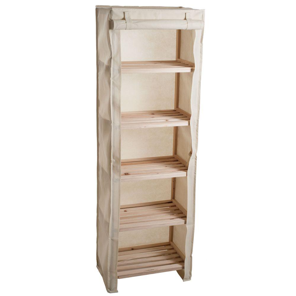 Lavish Home 5 Tier Wood Storage Shelving Rack With Removable Cover 83 13 5 The Home Depot