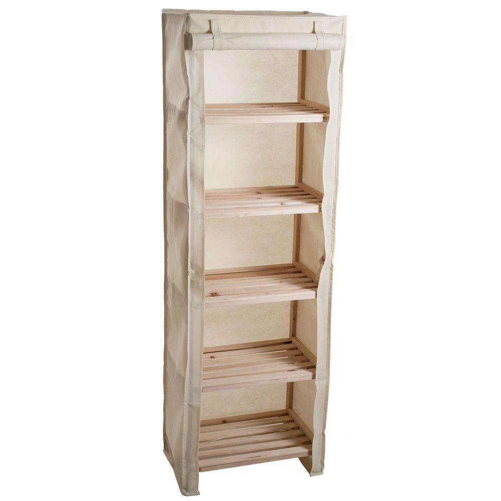 Lavish Home 5Tier Wood Storage Shelving Rack with Removable Cover83135 The Home Depot