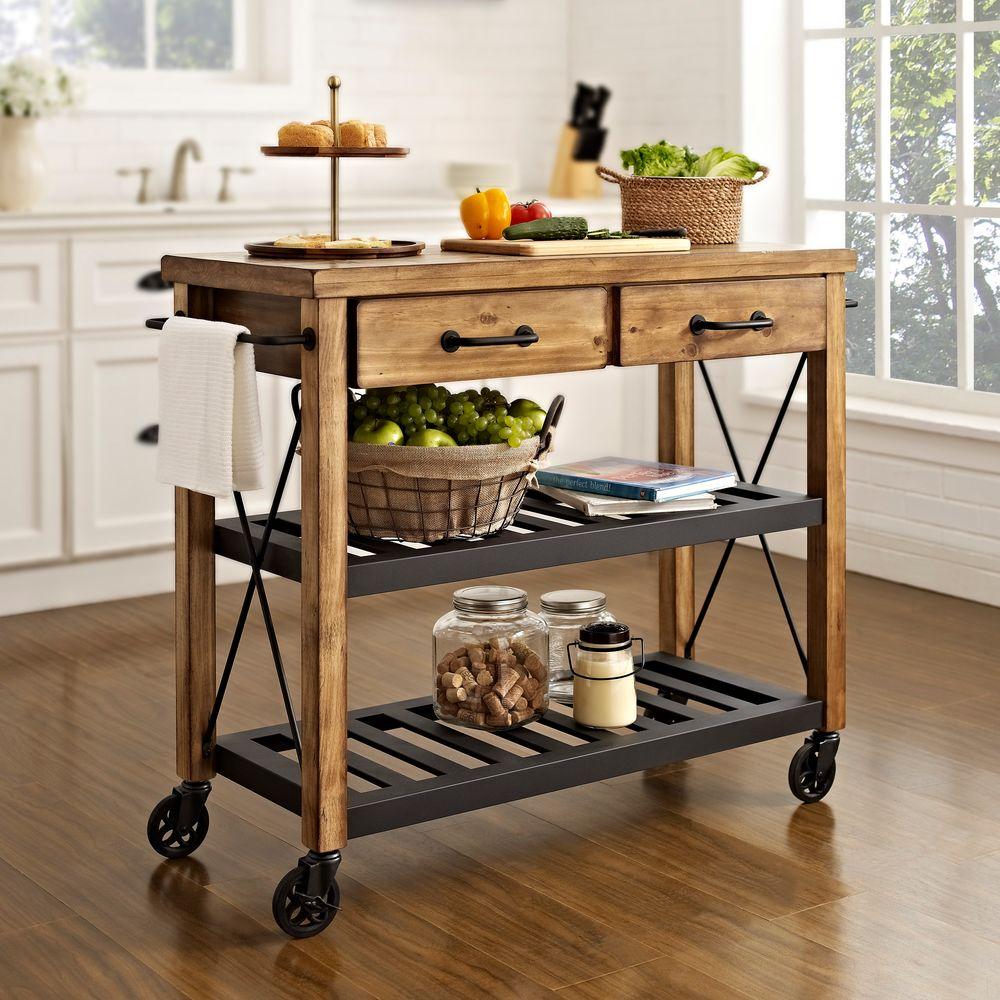 Crosley Roots Rack Industrial Kitchen Cart In Natural CF3008 NA The   Natural Crosley Utility Carts Cf3008 Na 64 1000 