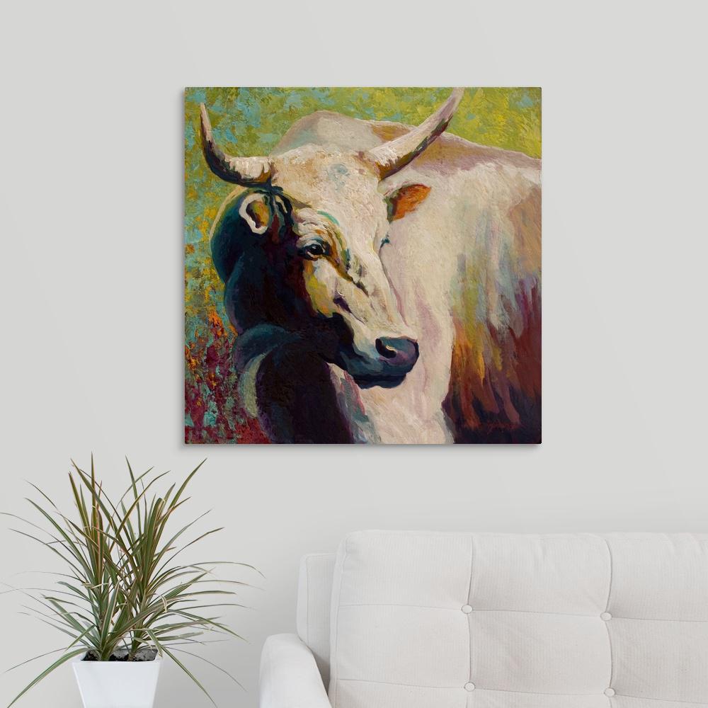 GreatBigCanvas "White Bull Portrait" by Marion Rose Canvas Wall Art