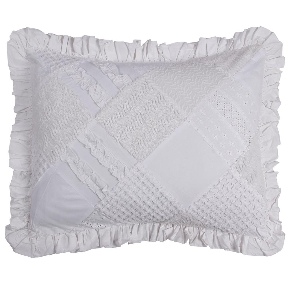 Better Trends Ruffle White Standard Pillow Cover Ss Shrc2127wh