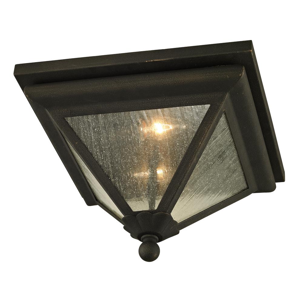 Waterproof Bronze Outdoor Flush Mount Lights Ceiling Geneva Vintage Bronze 2 Light 14 In W Outdoor Flush Mount With Clear Seeded