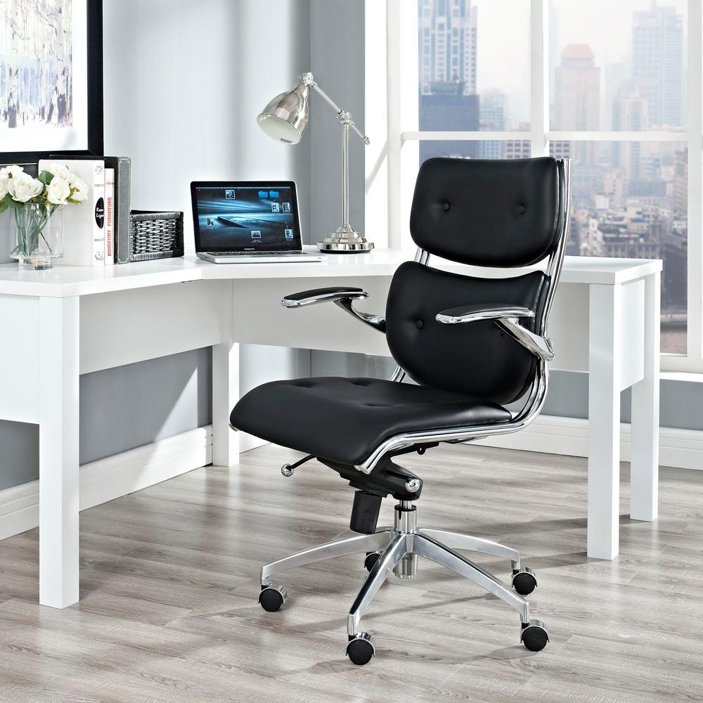 Modway Push Mid Back Office Chair In Black Eei 1062 Blk The Home Depot