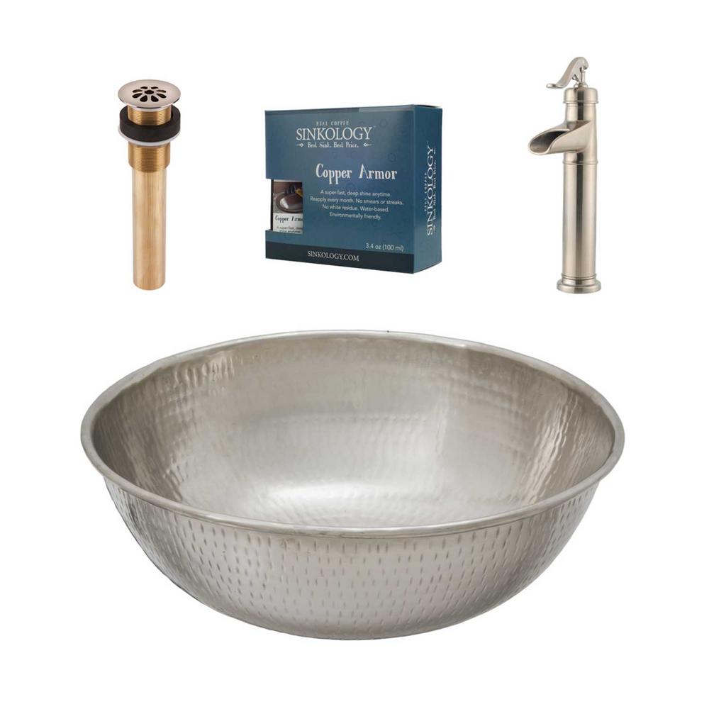 Sinkology Pfister All In One Bohr Design Kit Nickel Vessel Sink With Brushed Nickel Single Hole Vessel Faucet