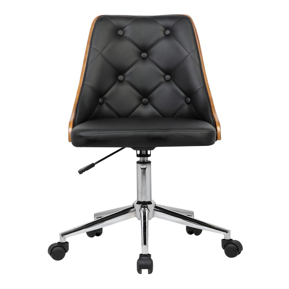 Armen Living Diamond 35 In Black Faux Leather And Chrome Finish Mid Armen Living Diamond 35 In Black Faux Leather And Chrome Finish Mid Century Office Chair Lcdiofchblack The Home Depot