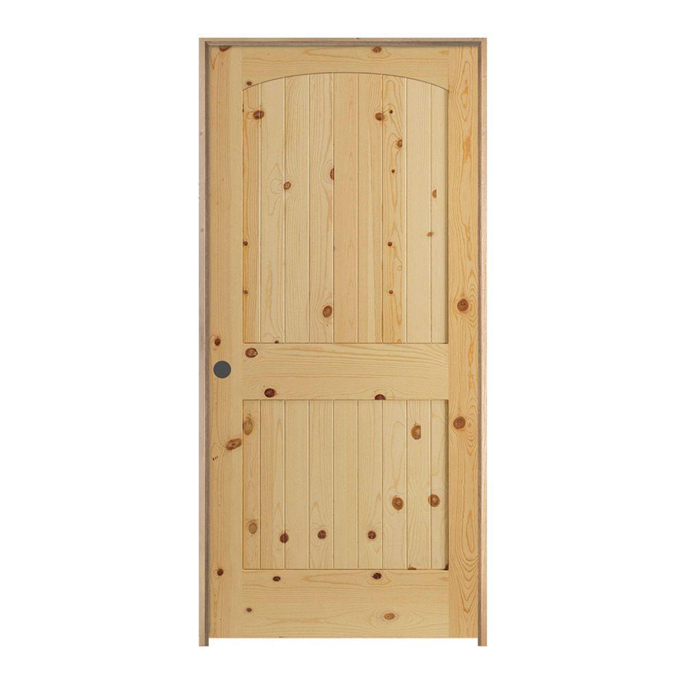 Jeld Wen 24 In X 80 In Knotty Pine Unfinished Right Hand 2