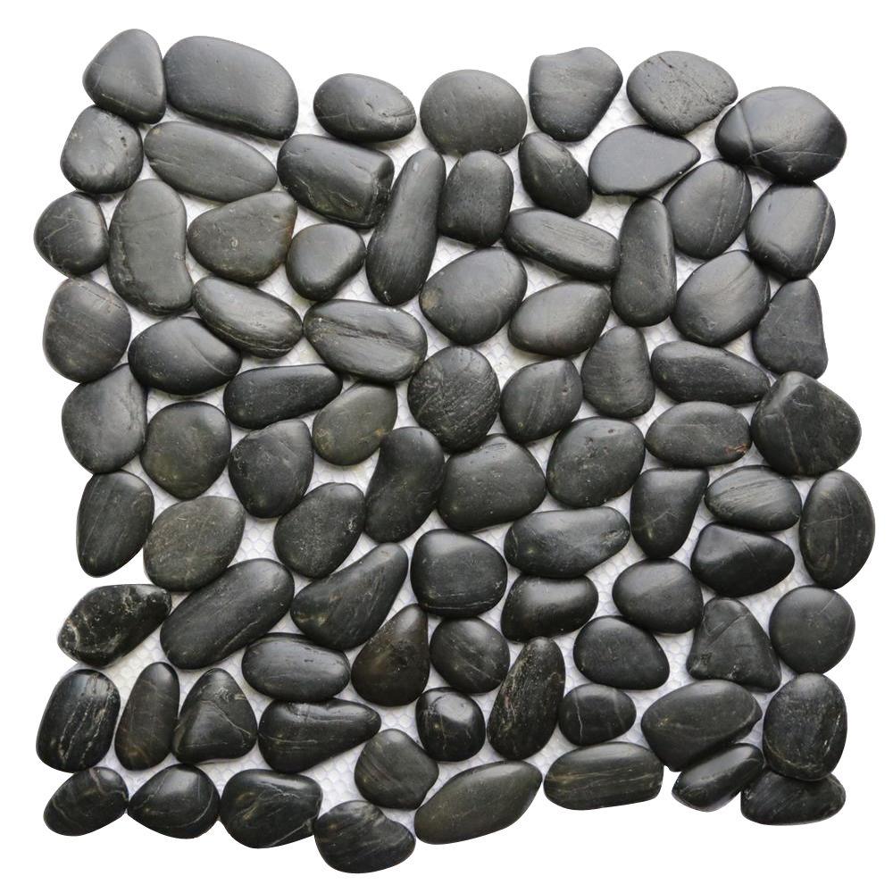 Islander Black 12 in. x 12 in. Natural Pebble Stone Floor and Wall Tile201BLK  The Home Depot