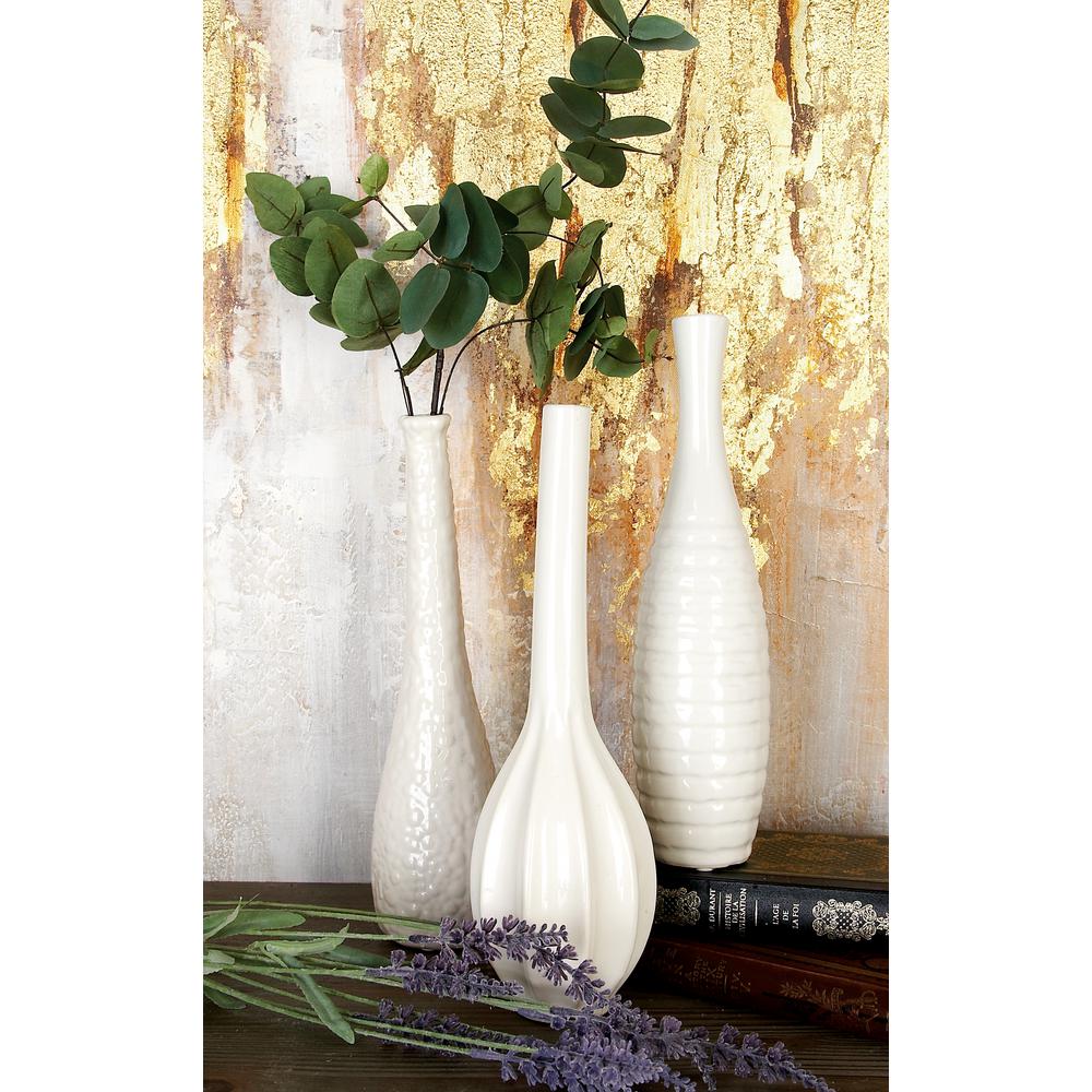 12 In Modern White Ceramic Decorative Vases Set Of 3 12 In Modern White Ceramic Decorative Vases Set Of 3