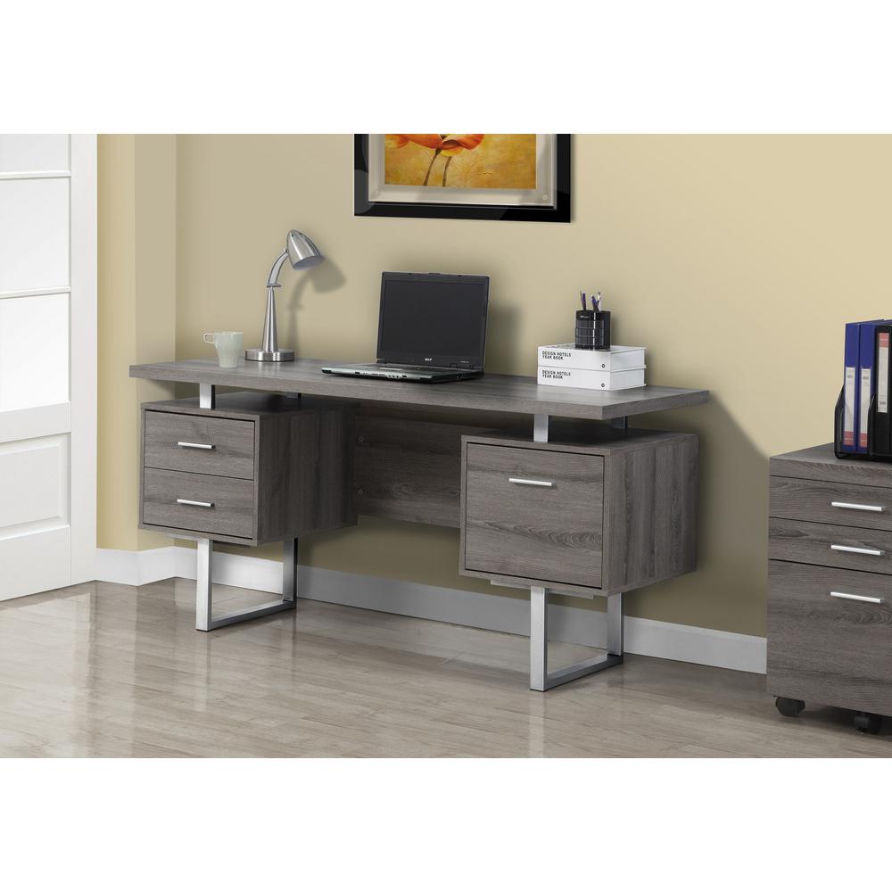 Monarch Specialties Dark Taupe Desk With Drawers I 7082 The Home Depot