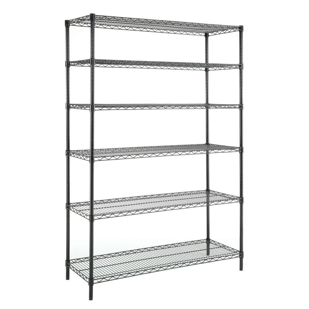 HDX Black Deco Wire 6 Shelf Steel Freestanding Garage Storage Shelving