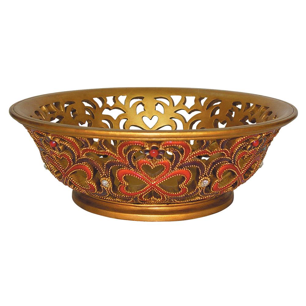 Ok Lighting Antique Gold And Red Baroque Polyresin Decorative Bowl Ok Lighting Antique Gold And Red Baroque Polyresin Decorative Bowl 2785 The Home Depot