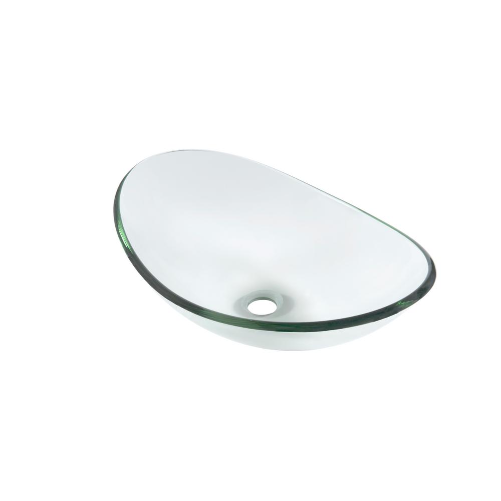 Oval Clear Vessel Sinks Bathroom The Home Depot