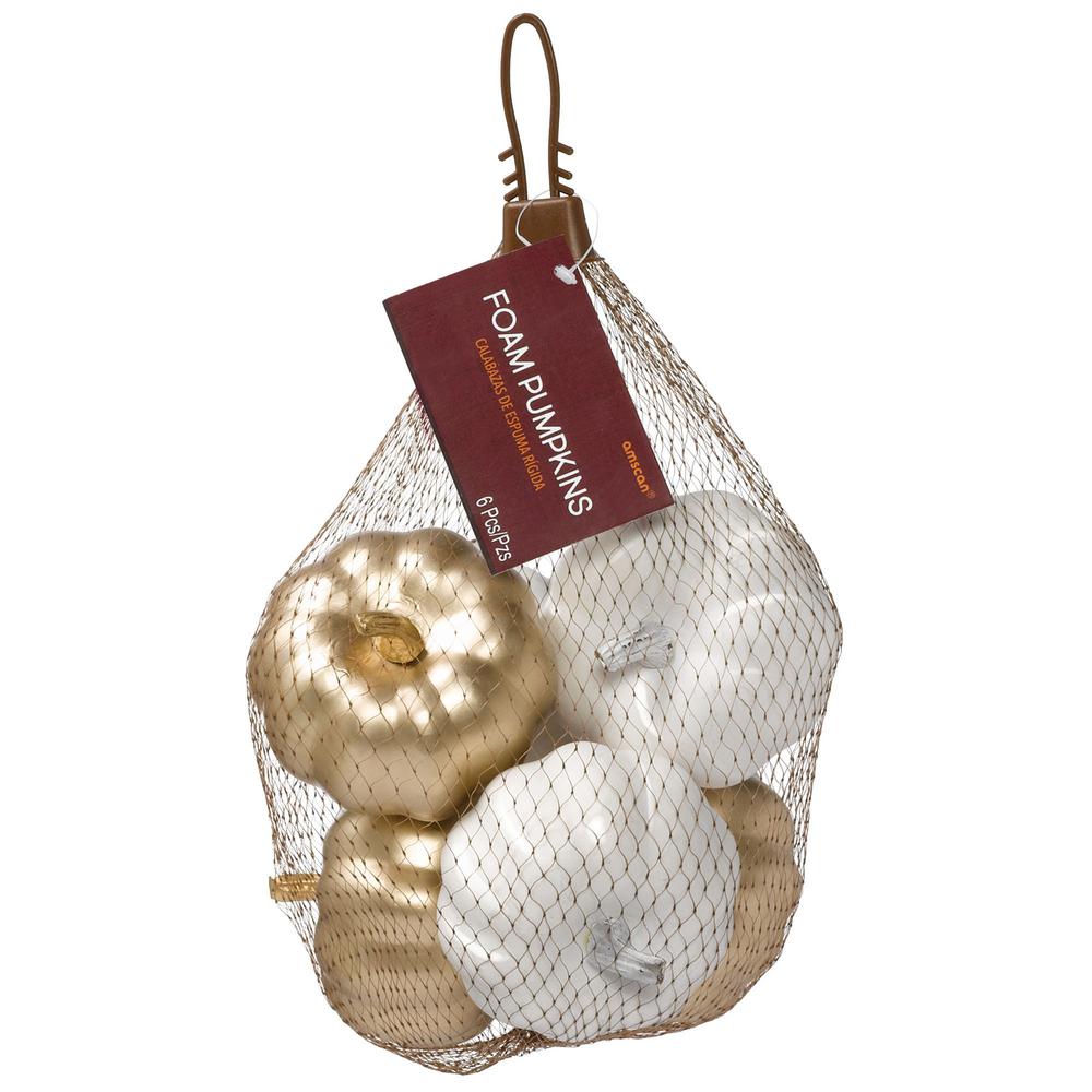 3 in. Fall Bag of Mini Metallic Foam Pumpkins (3-Pack)