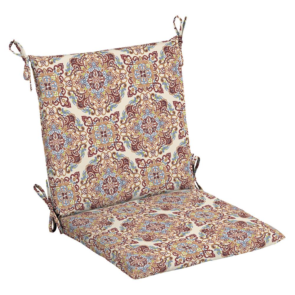 Hampton Bay 20 in. x 20 in. Chili Medallion Outdoor Mid Back Dining