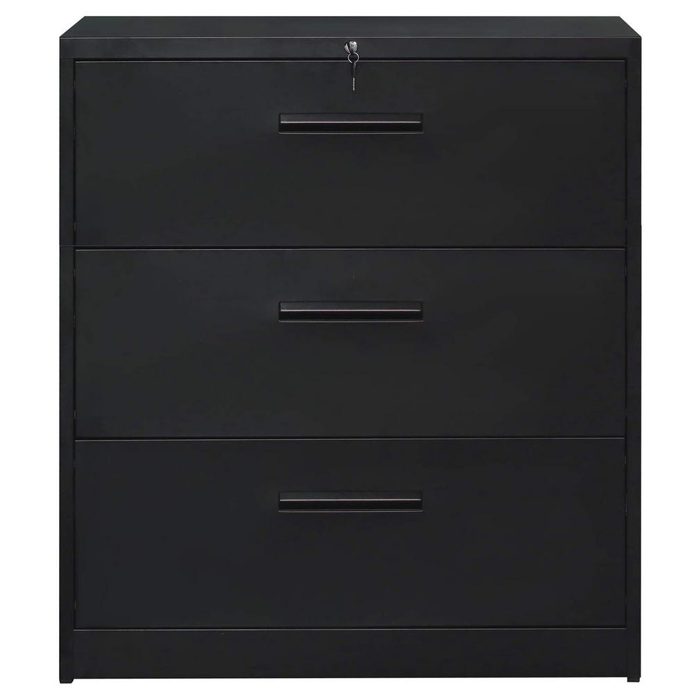 Merax Black Lockable Metal Heavy Duty File Cabinet With 3 Drawer