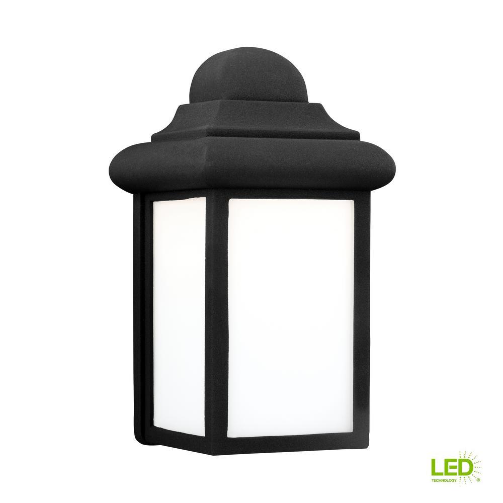 Sea Gull Lighting Mullberry Hill Small 1 Light Black Outdoor 8 75 In Sea Gull Lighting Mullberry Hill Small 1 Light Black Outdoor 8 75 In Wall Mount Lantern With Led Bulb 8988en3 12 The Home Depot